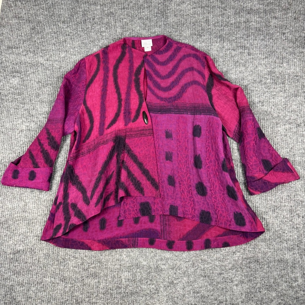 Kay Chapman Islands Jacket Womens XL Silk Linen Hand Dyed Asymmetric Art to Wear